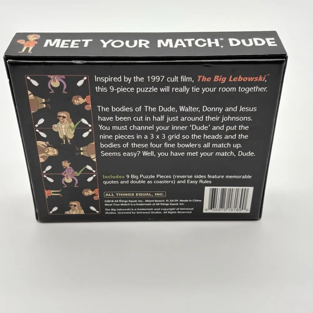 The Big Lebowski Meet Your Match Dude Puzzle Game Coasters Adult Complete.